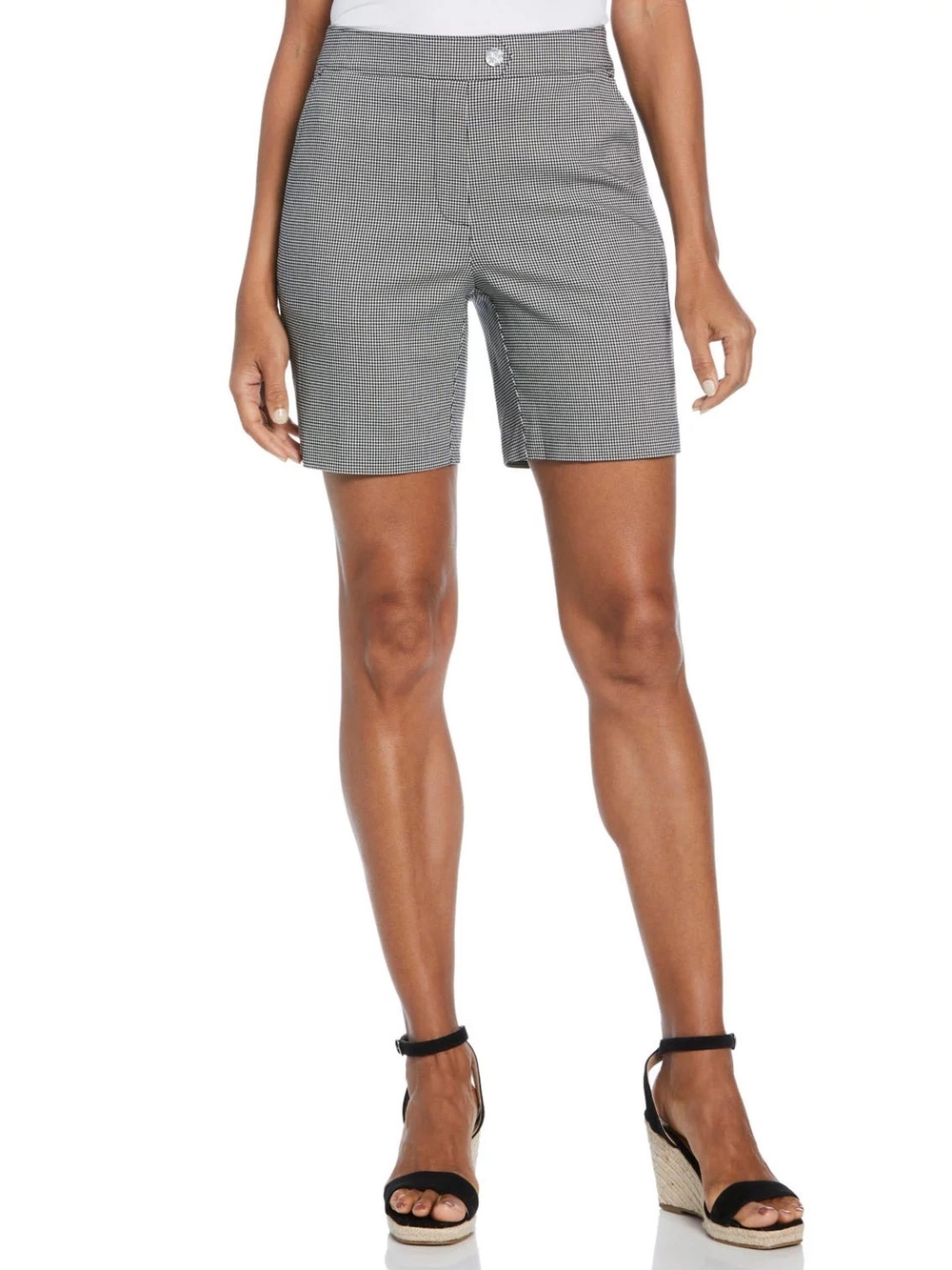 Rafaella Black & White Mini Gingham Bermuda Shorts